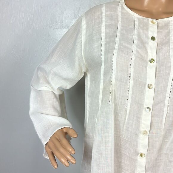 Laundry By Shelli Segal White Pleated Front Button Up Shirt Size MP - Picture 4 of 10